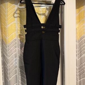 Black Wrap Bodycon cutout Dress